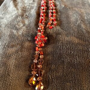 Elegant Red Crystal Necklace with Gradient Design